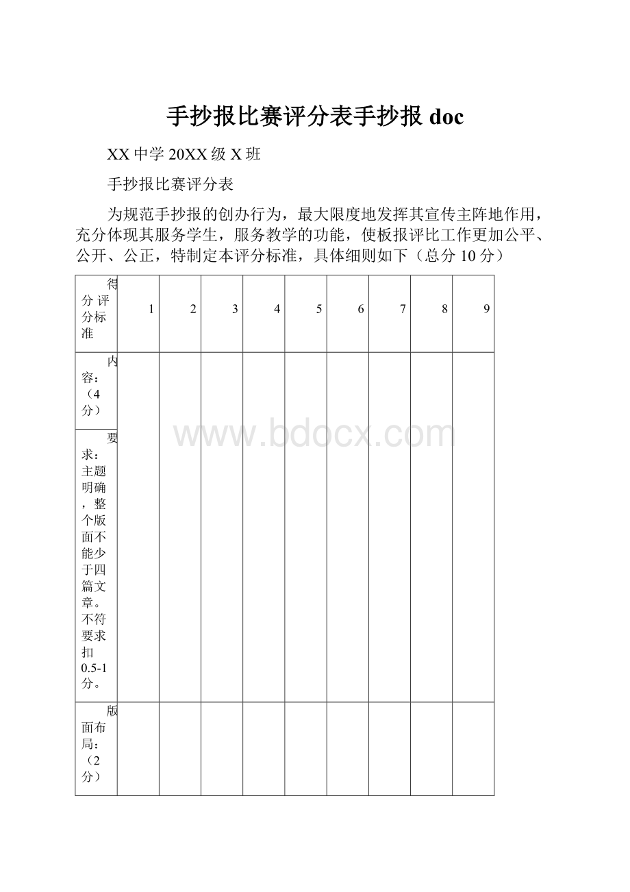 手抄报比赛评分表手抄报doc.docx_第1页