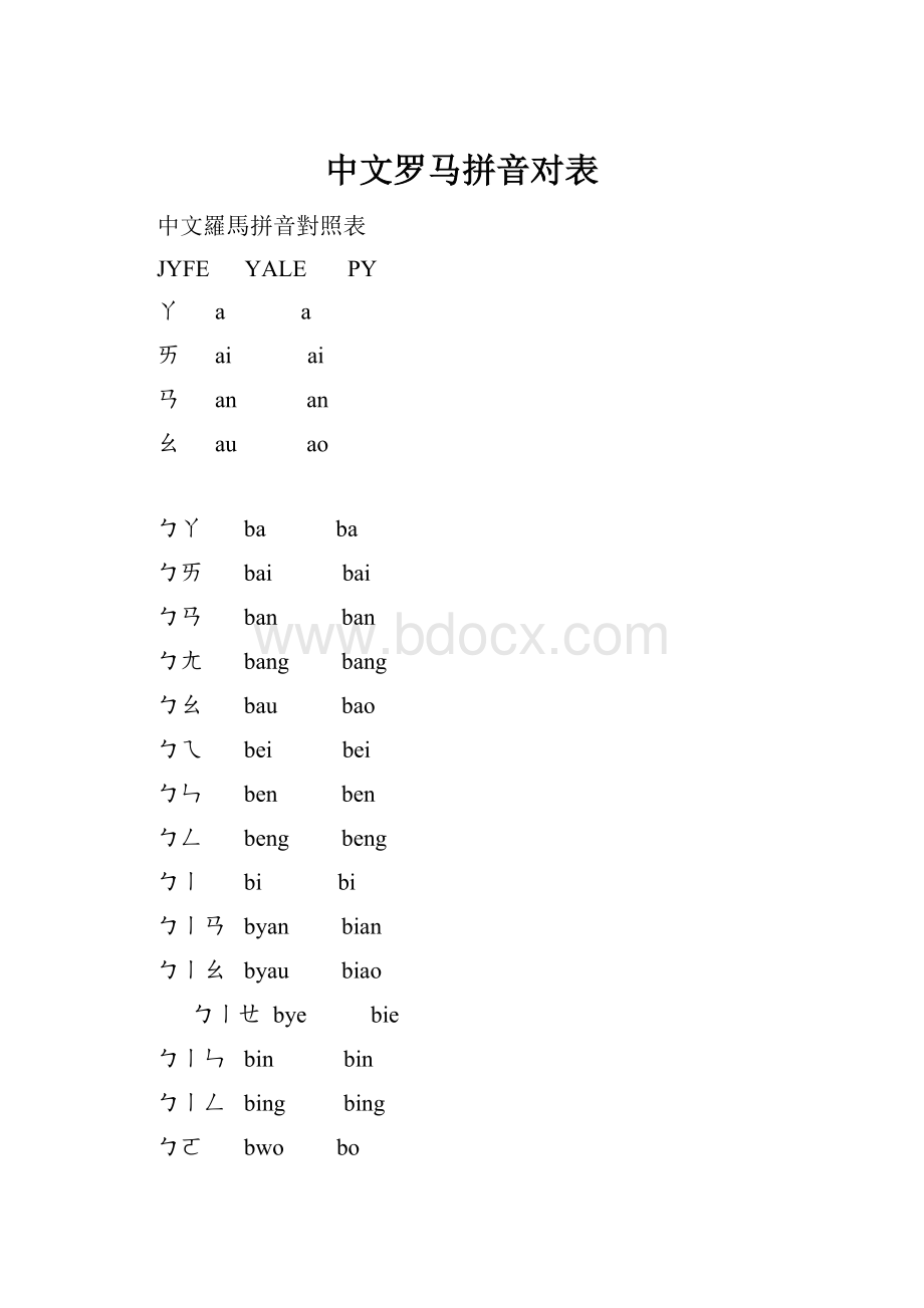 中文罗马拼音对表.docx_第1页