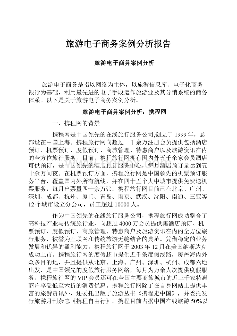 旅游电子商务案例分析报告.docx