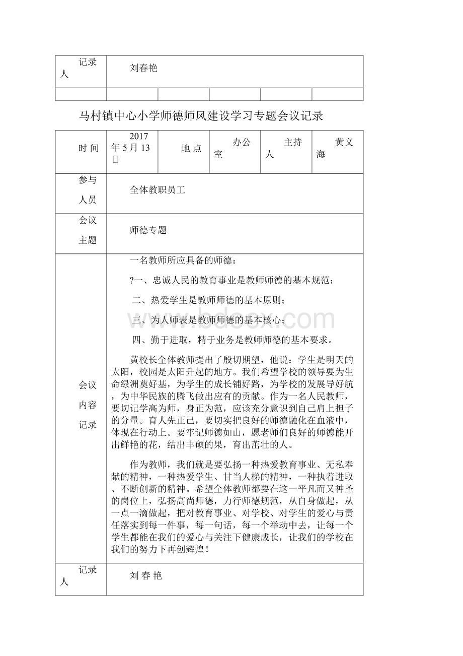 中心小学师德师风建设学习活动会议记录.docx_第3页