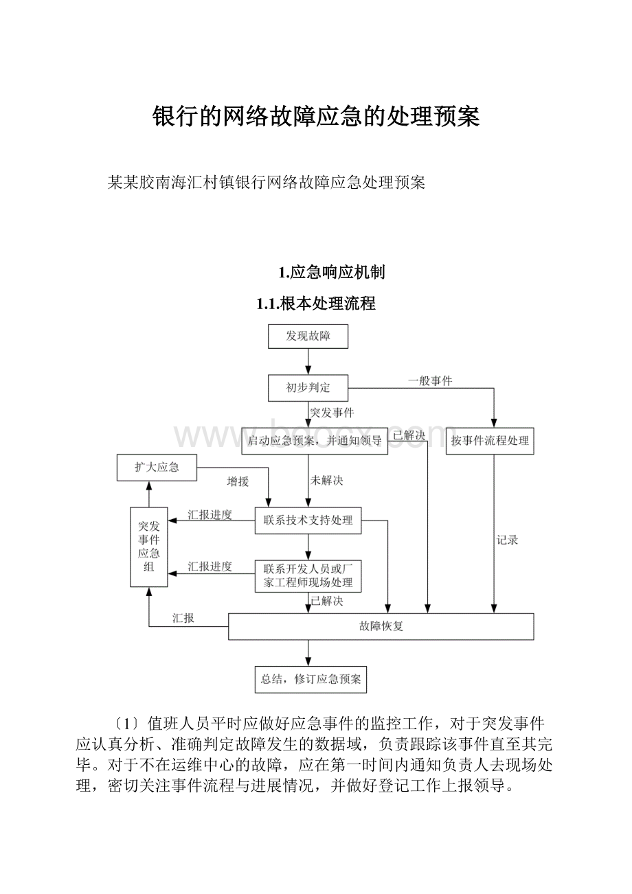 银行的网络故障应急的处理预案.docx