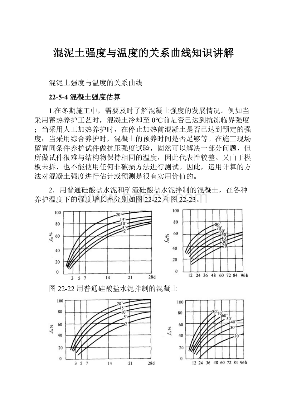 混泥土强度与温度的关系曲线知识讲解.docx