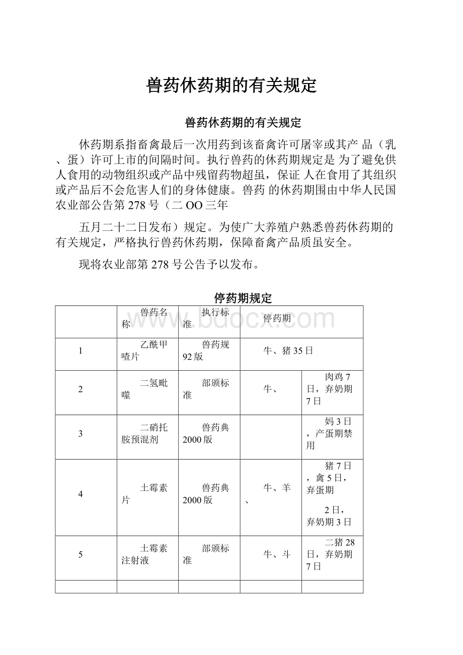 兽药休药期的有关规定.docx