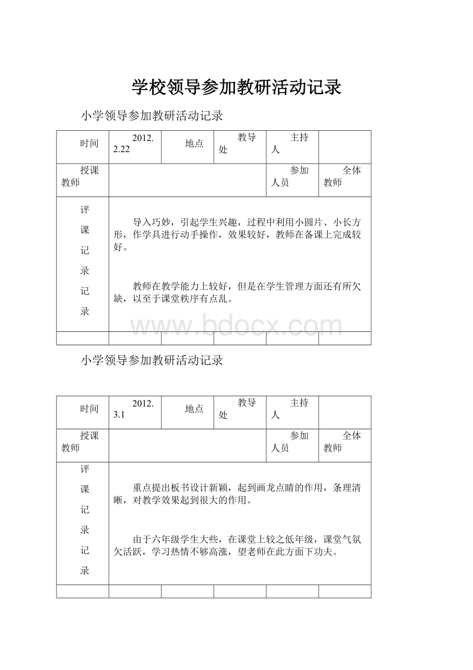 学校领导参加教研活动记录.docx