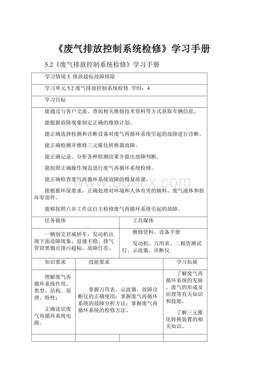 《废气排放控制系统检修》学习手册.docx