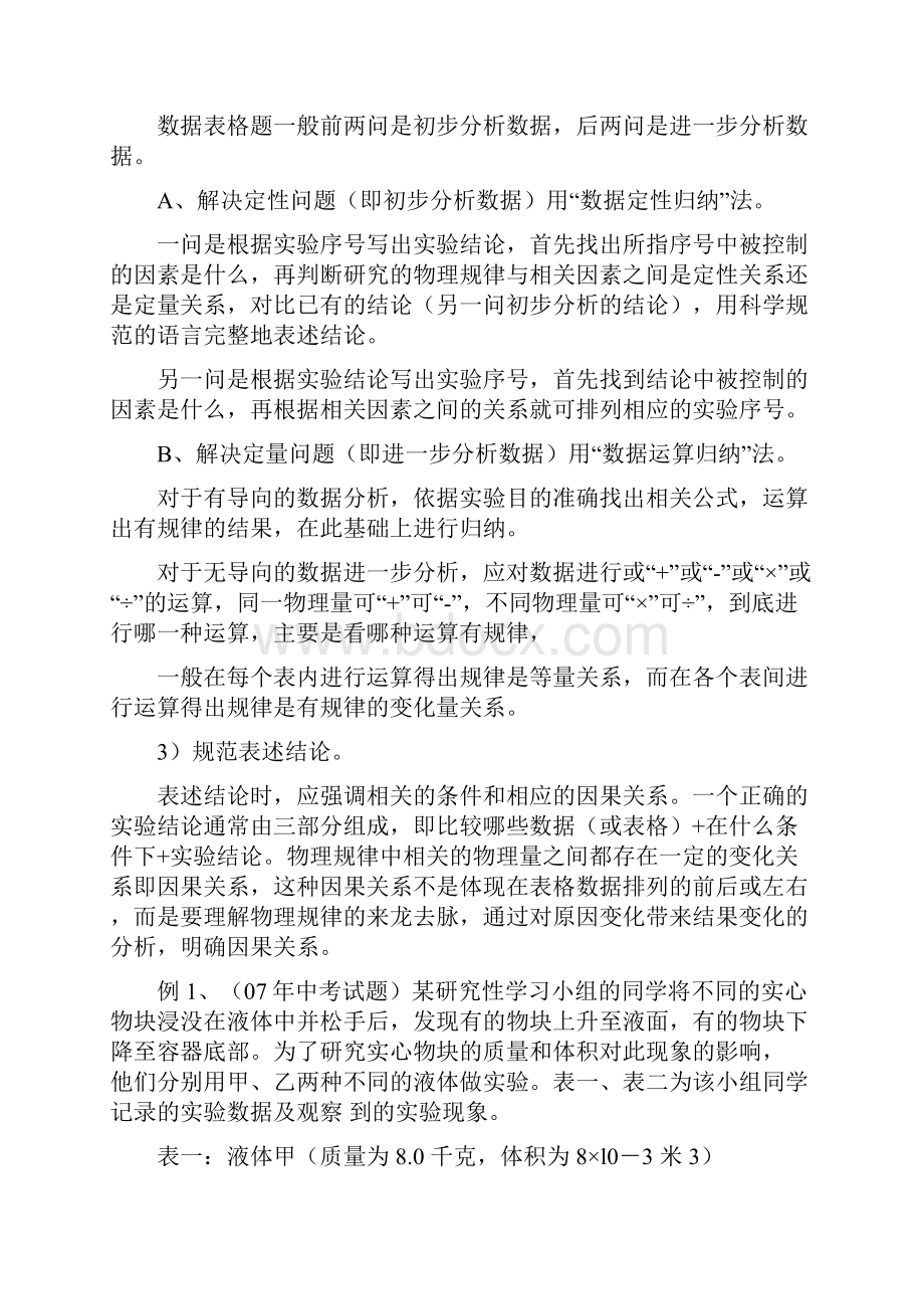 中考物理实验表格归纳题专题.docx_第2页