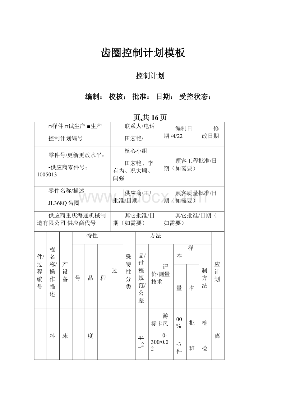 齿圈控制计划模板.docx_第1页