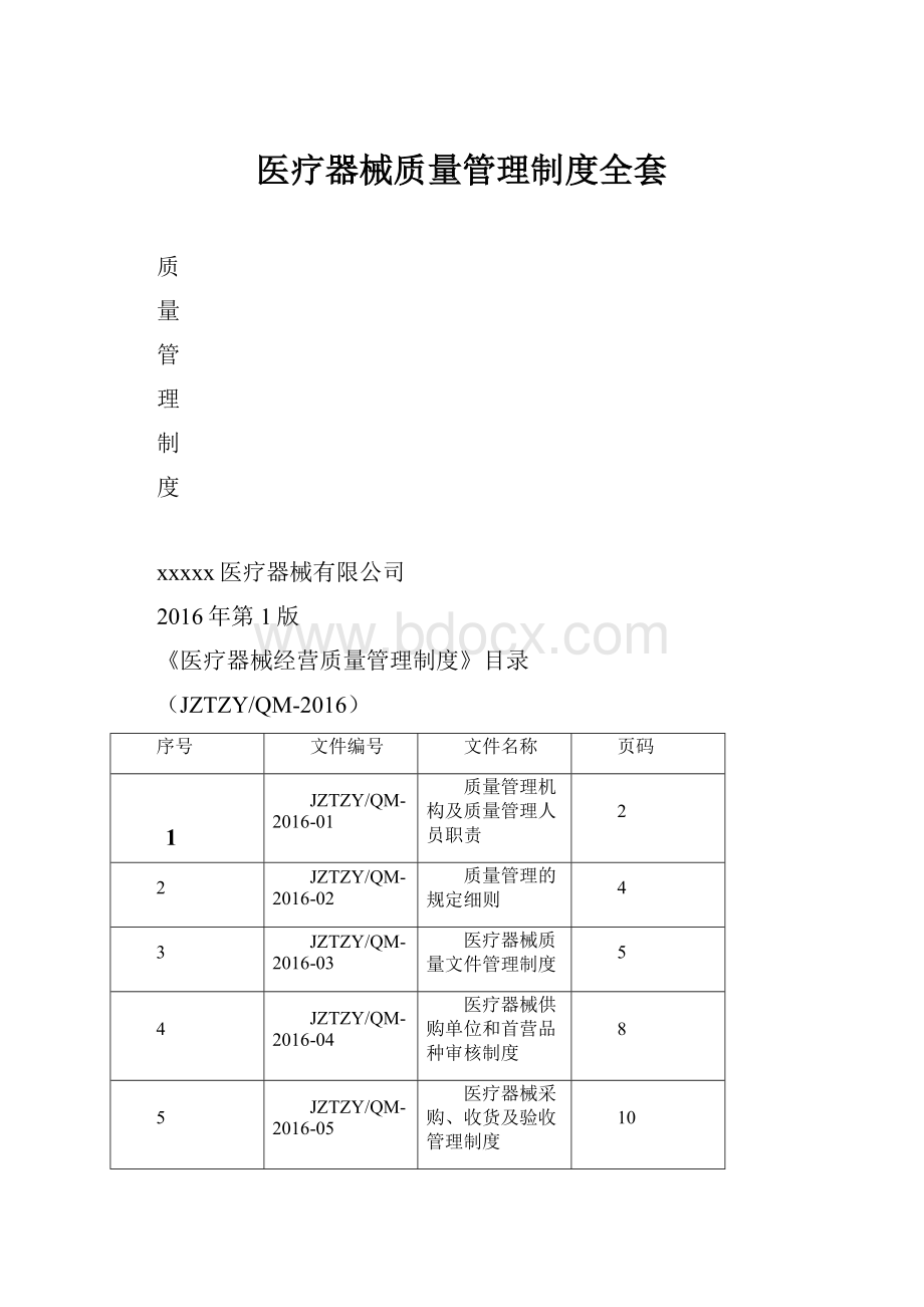 医疗器械质量管理制度全套.docx