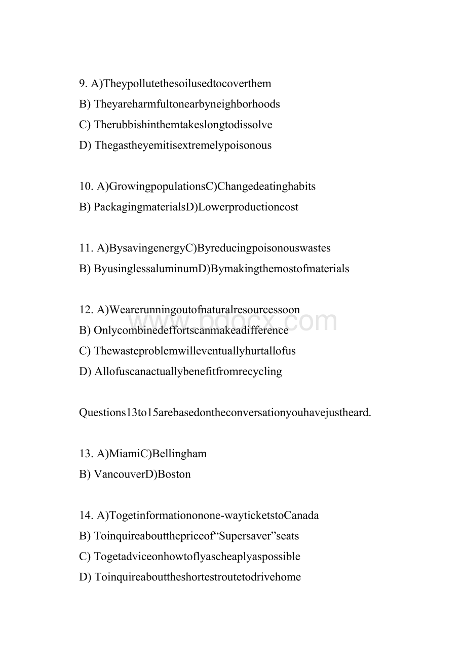 大学英语四级考试真题+答案.docx_第3页