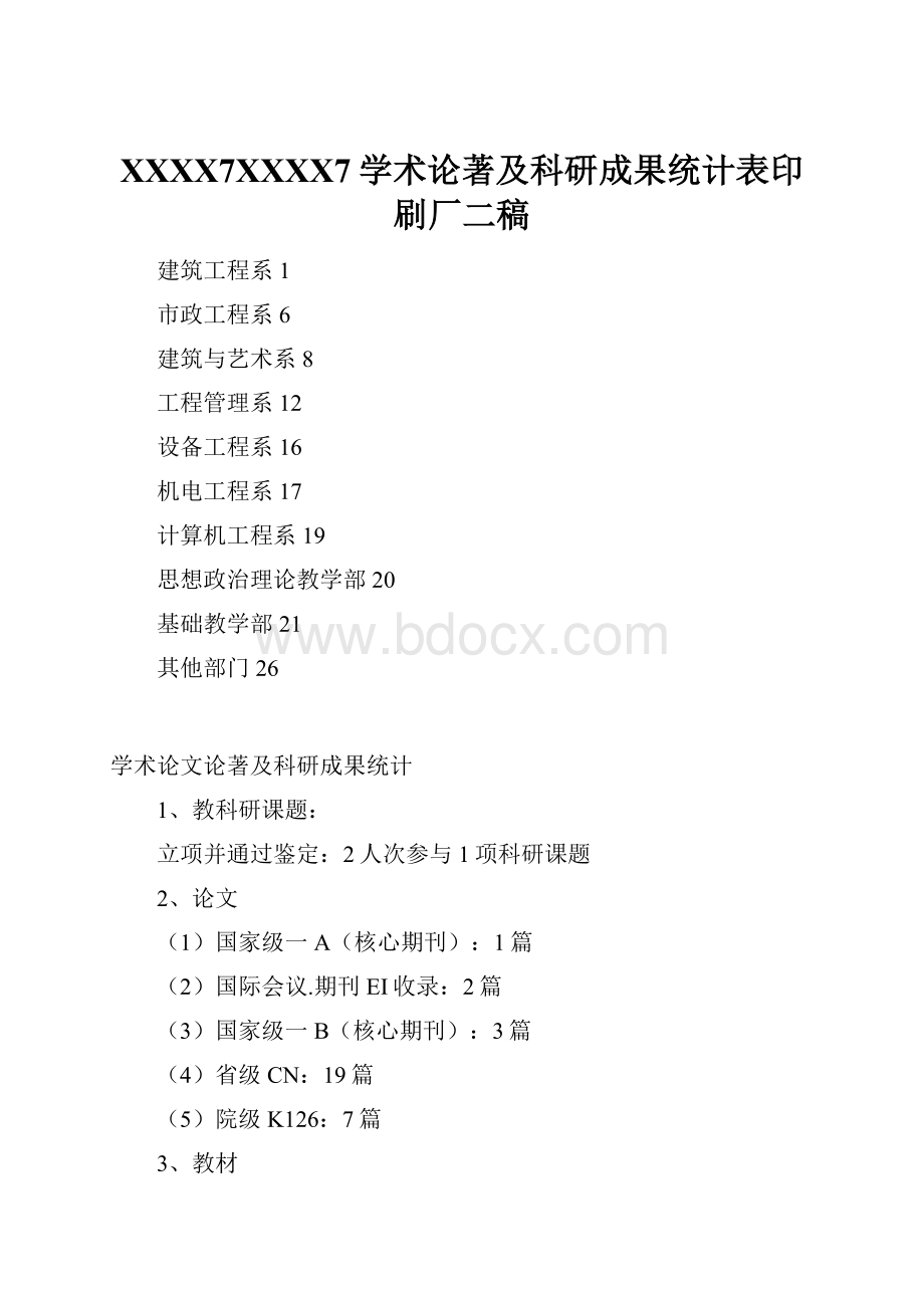 XXXX7XXXX7学术论著及科研成果统计表印刷厂二稿.docx_第1页