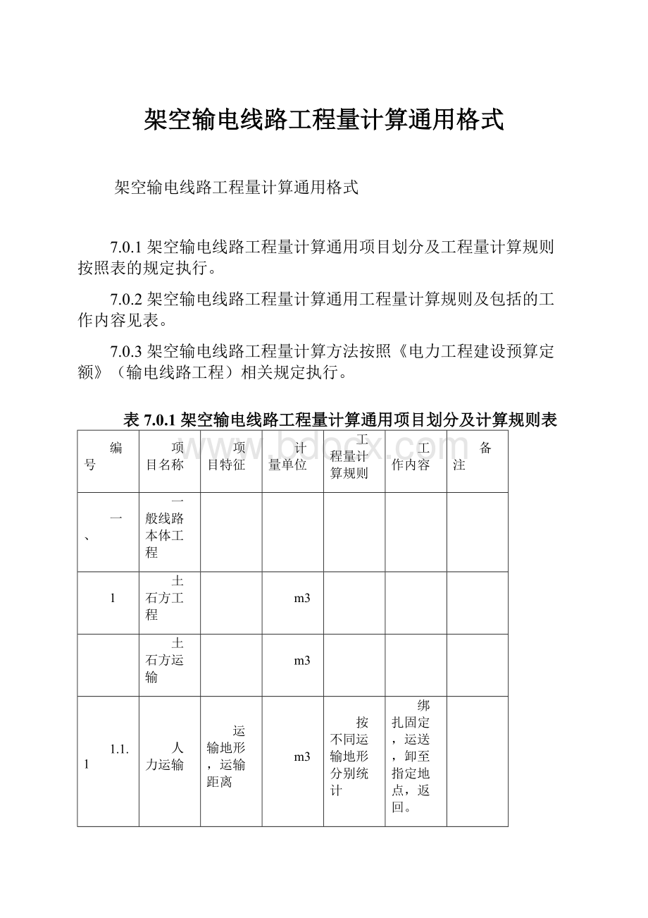 架空输电线路工程量计算通用格式.docx