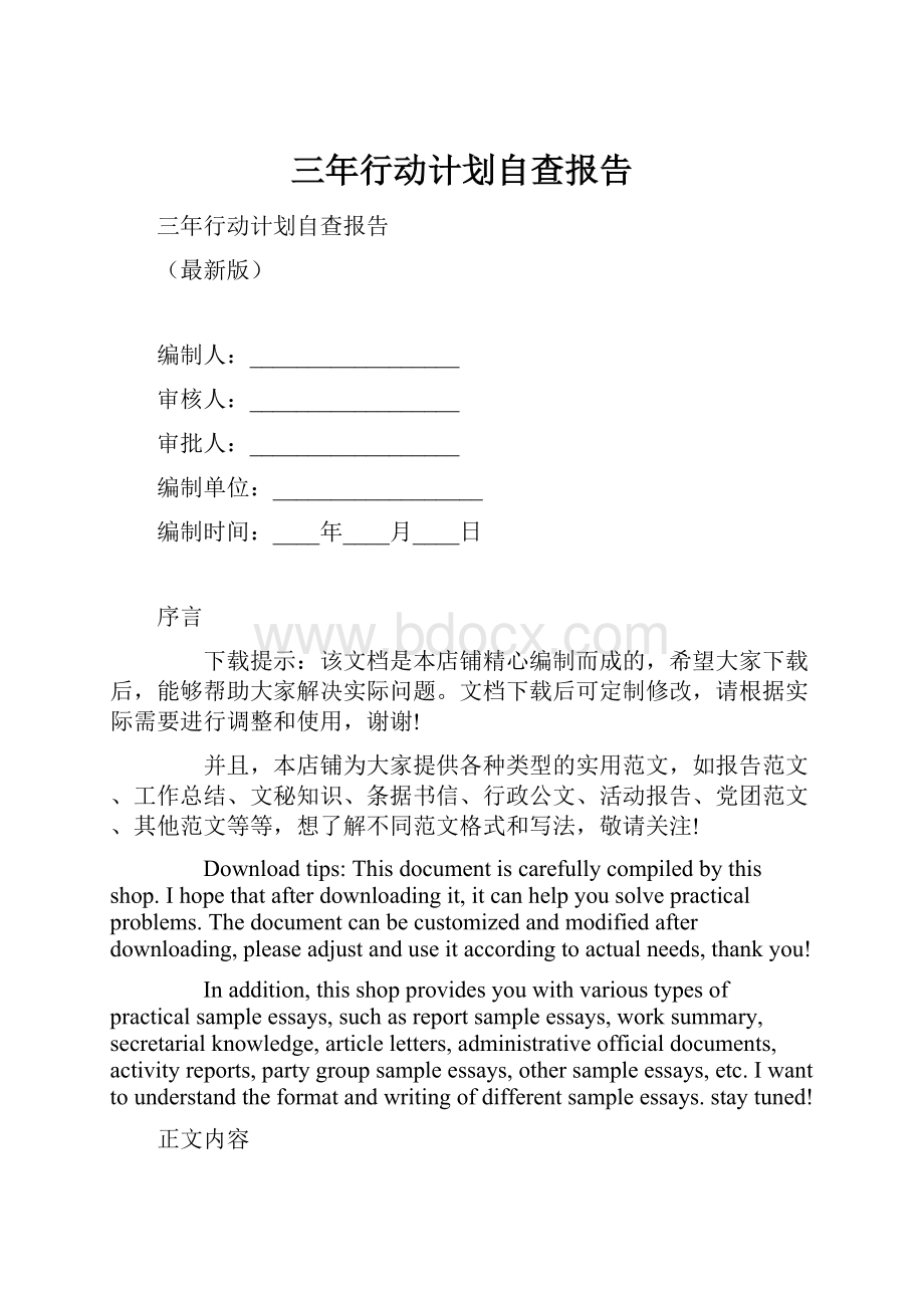 三年行动计划自查报告.docx_第1页