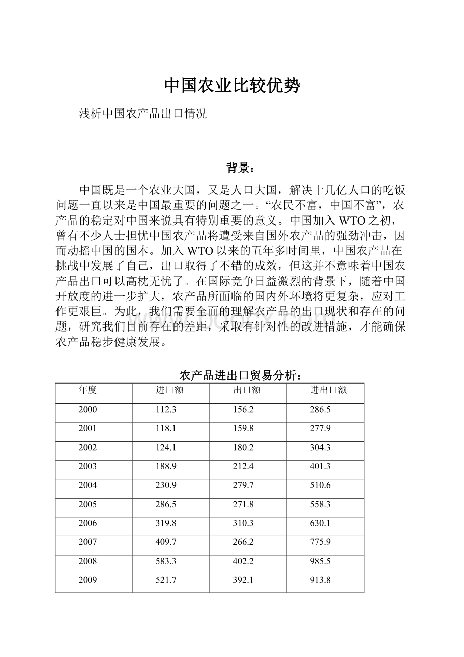 中国农业比较优势.docx_第1页