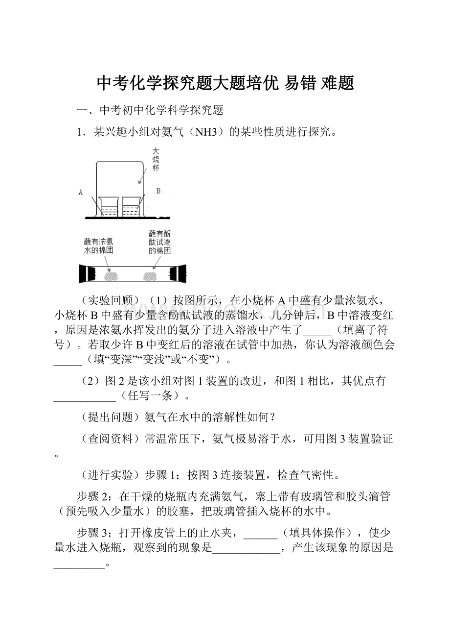 中考化学探究题大题培优 易错 难题.docx_第1页