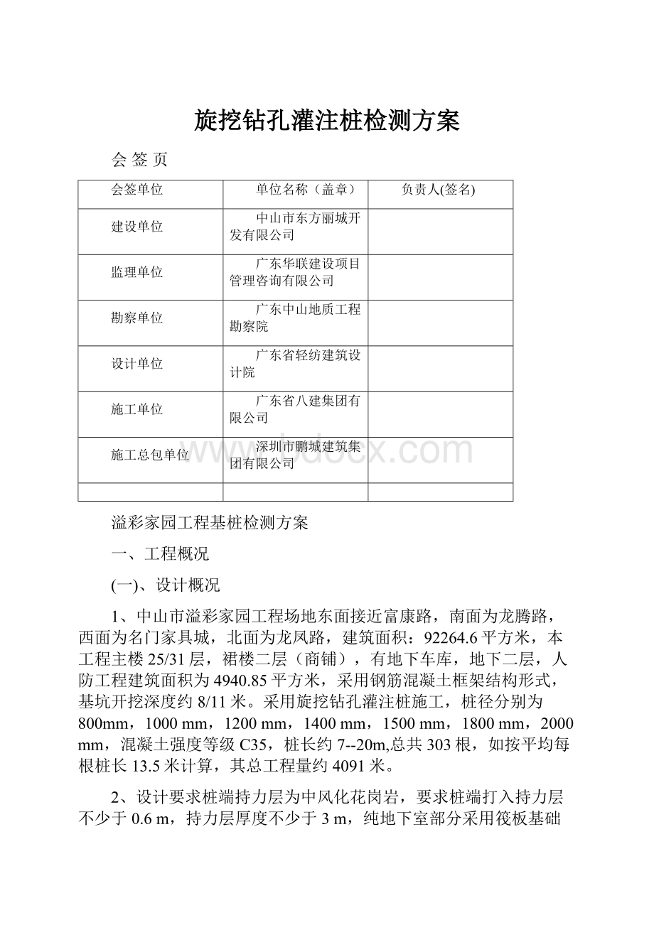 旋挖钻孔灌注桩检测方案.docx_第1页