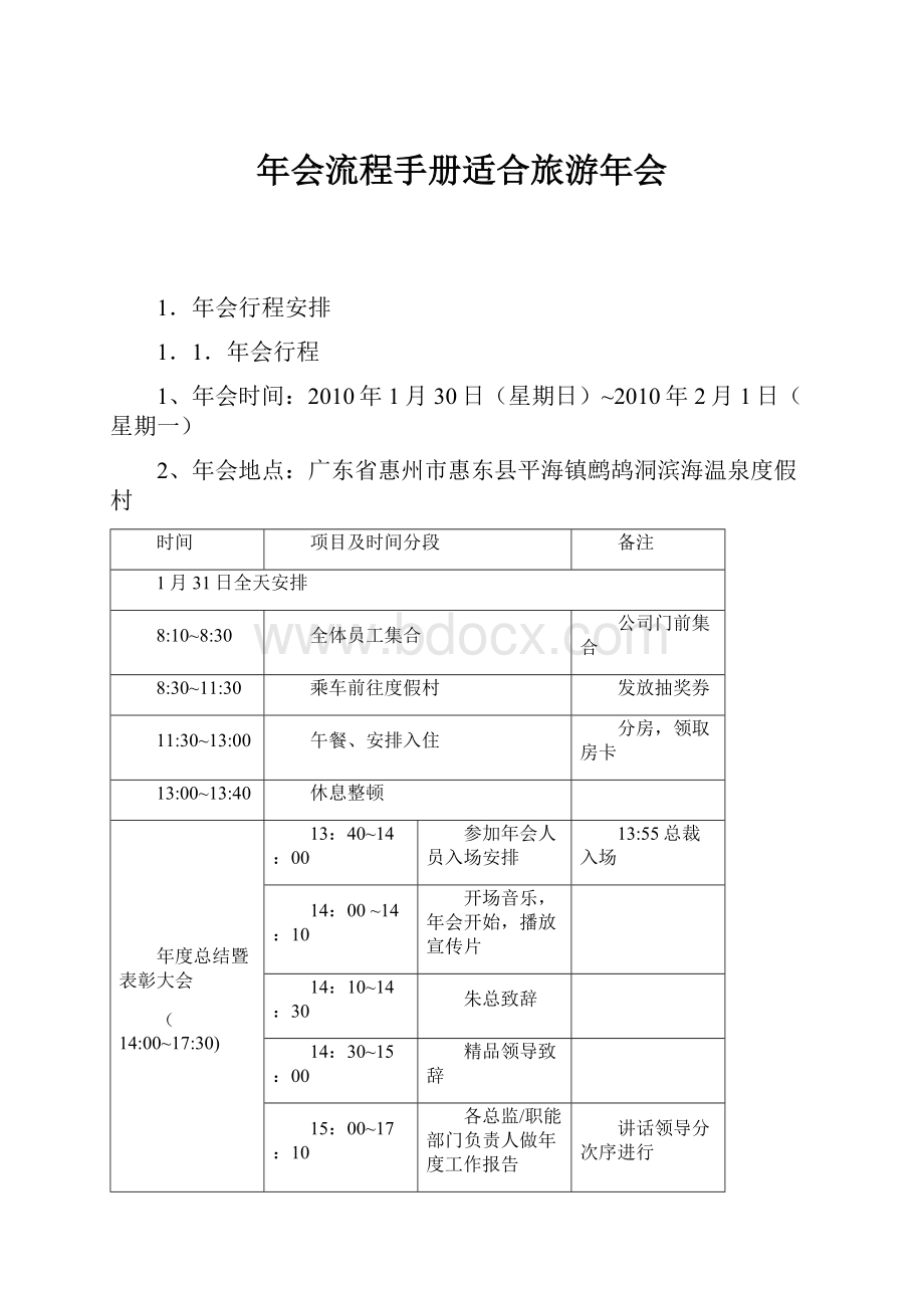 年会流程手册适合旅游年会.docx_第1页