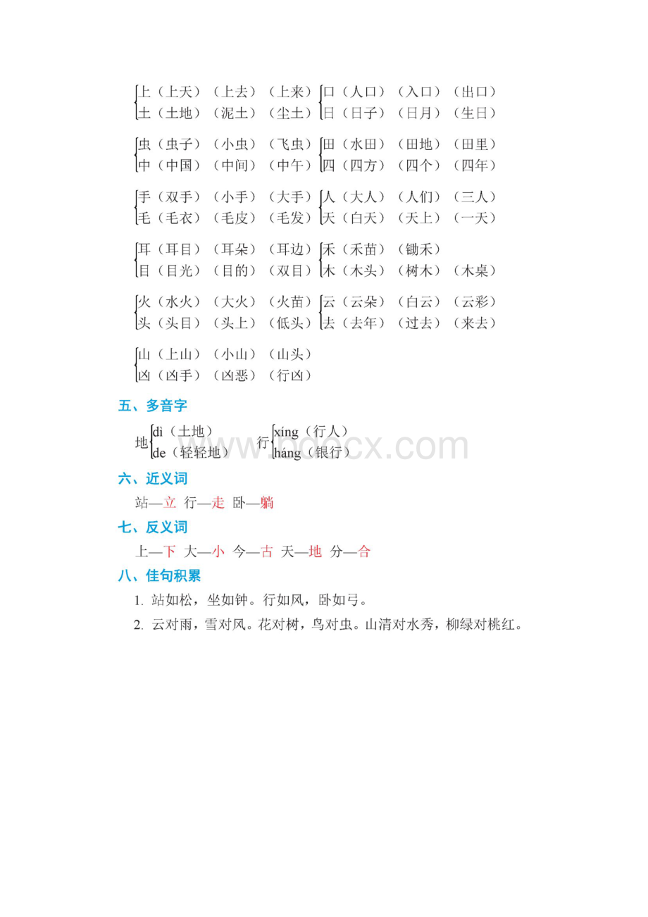 部编版人教版小学语文一年级上册期末知识点全册.docx_第2页