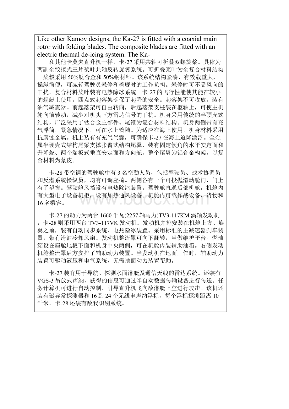 俄罗斯卡27蜗牛 卡28 卡29螺旋反潜武装运输直升机.docx_第2页