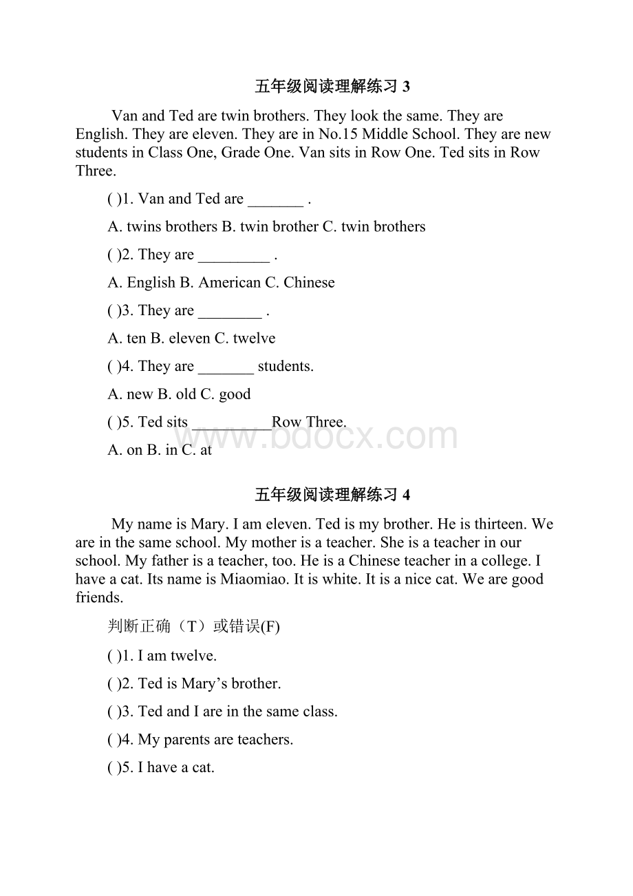 小学五年级英语阅读理解24篇1.docx_第2页