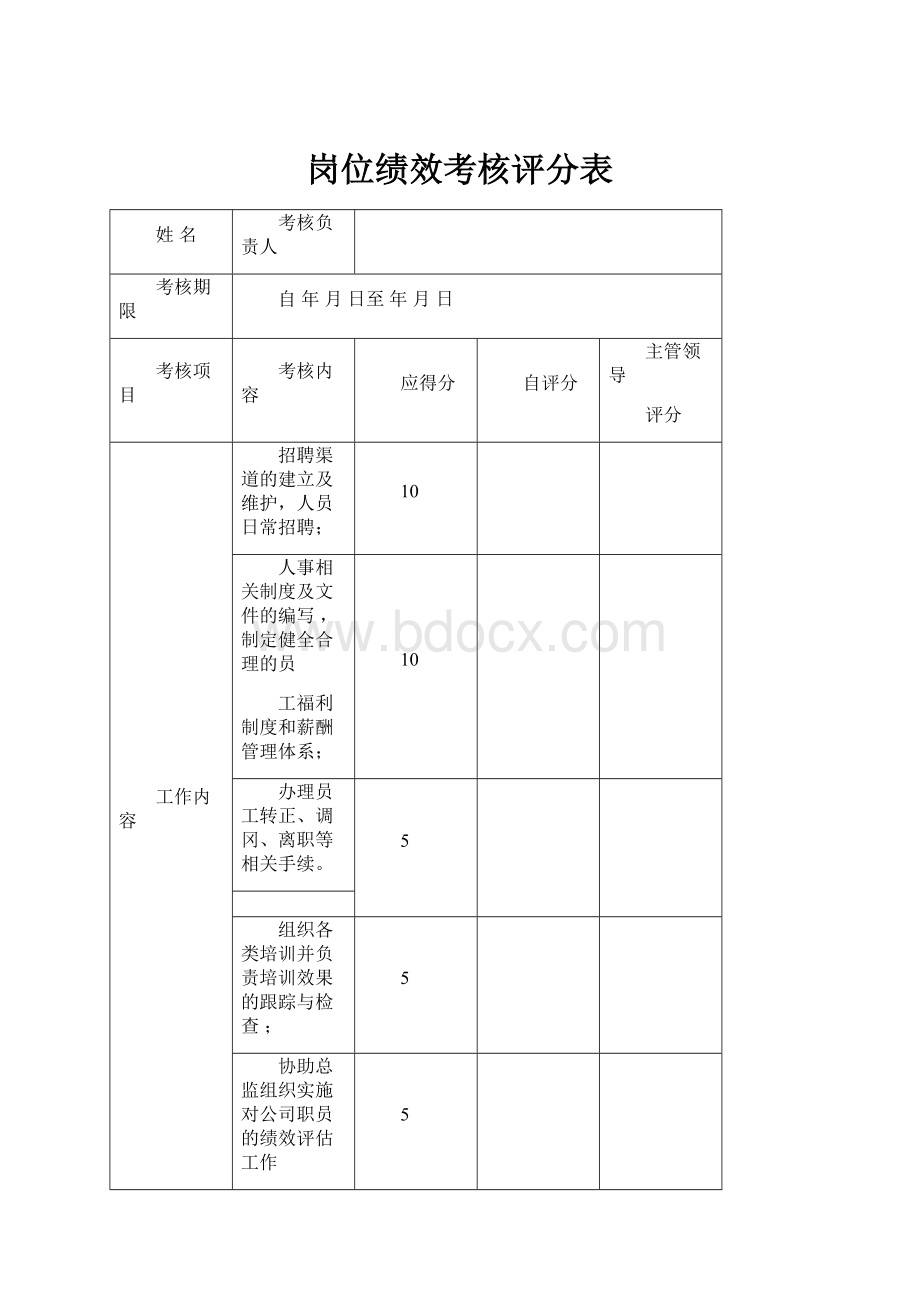 岗位绩效考核评分表.docx_第1页