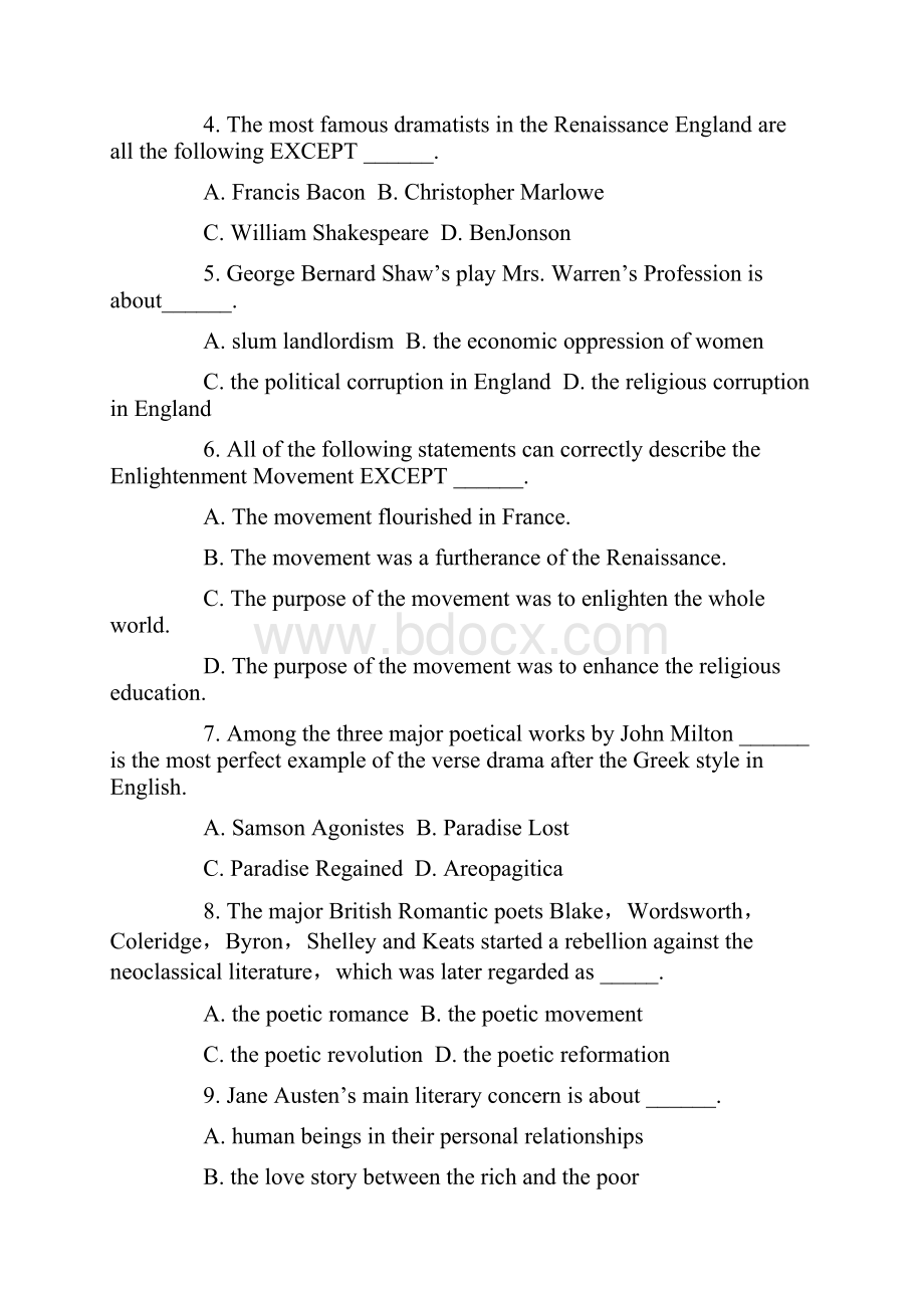 年月高等教育自学考试英美文学选读真题及答案.docx_第2页