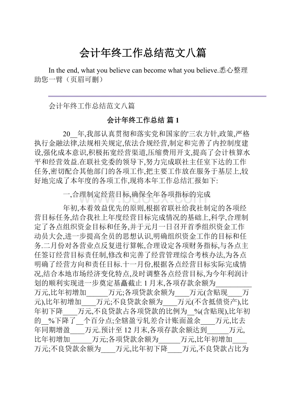 会计年终工作总结范文八篇.docx