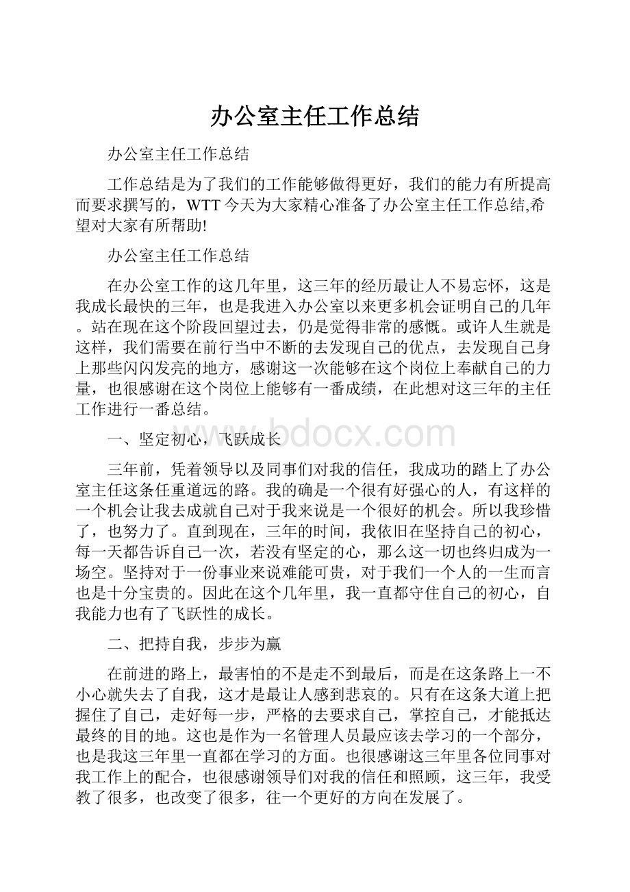 办公室主任工作总结.docx_第1页