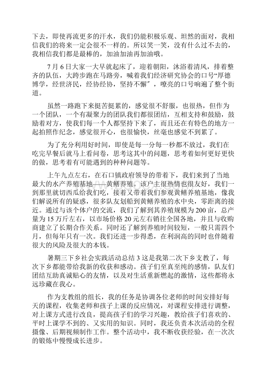 暑期三下乡社会实践活动总结范文通用6篇.docx_第3页