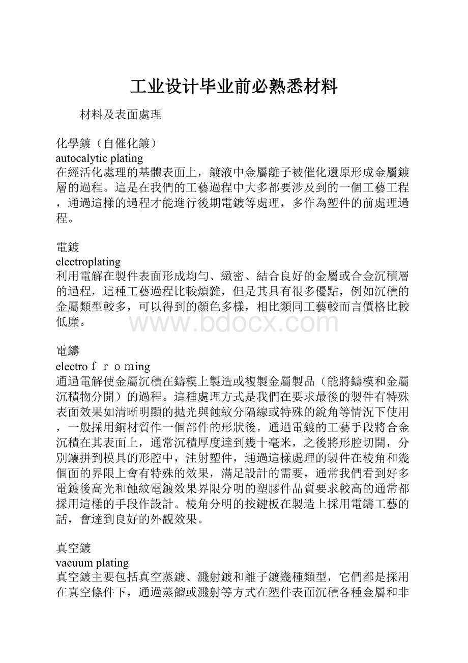 工业设计毕业前必熟悉材料.docx