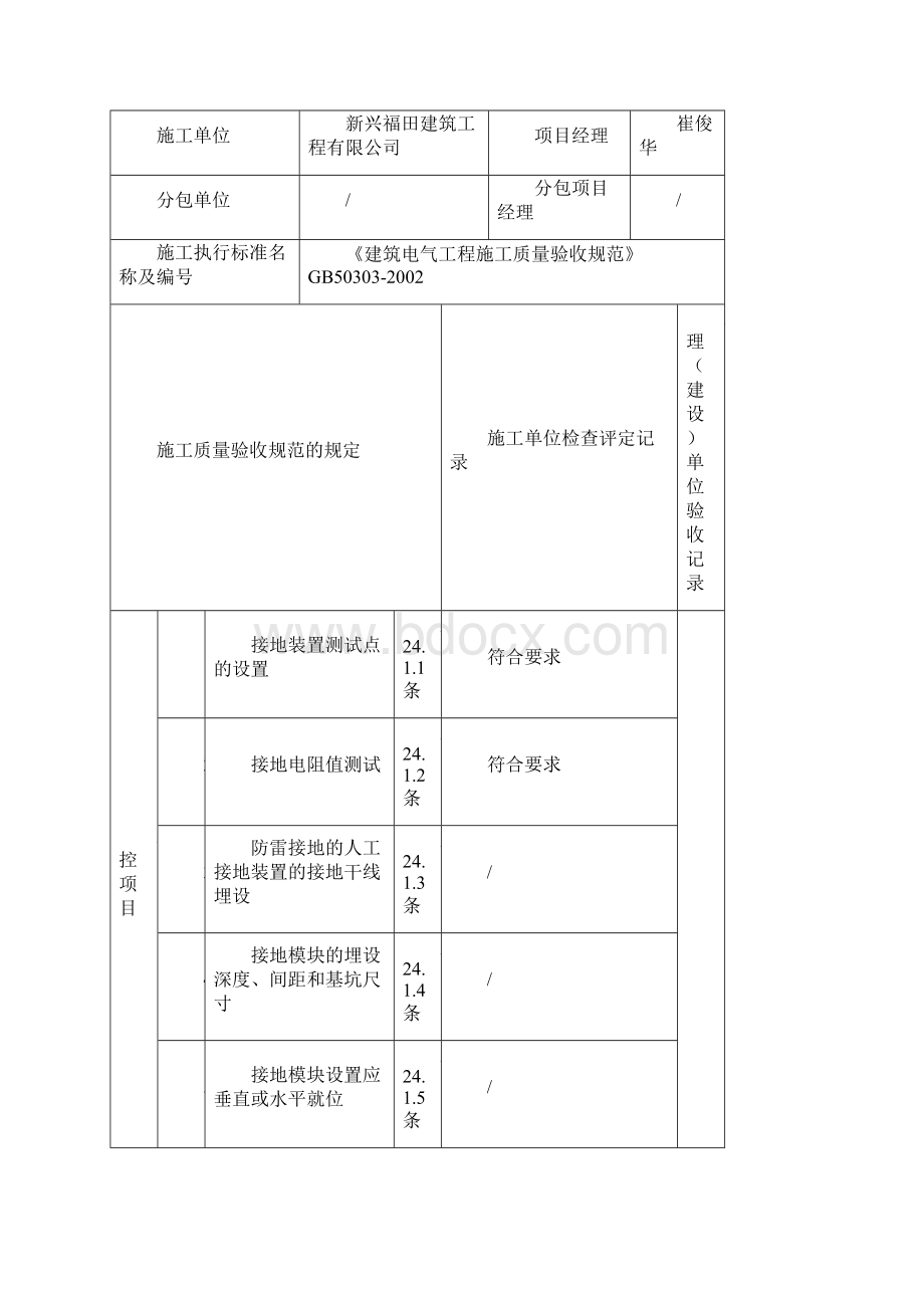 接地装置安装检验批质量验收记录文本表.docx_第3页