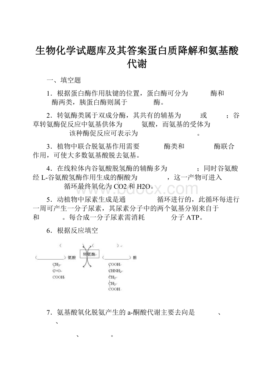 生物化学试题库及其答案蛋白质降解和氨基酸代谢.docx_第1页