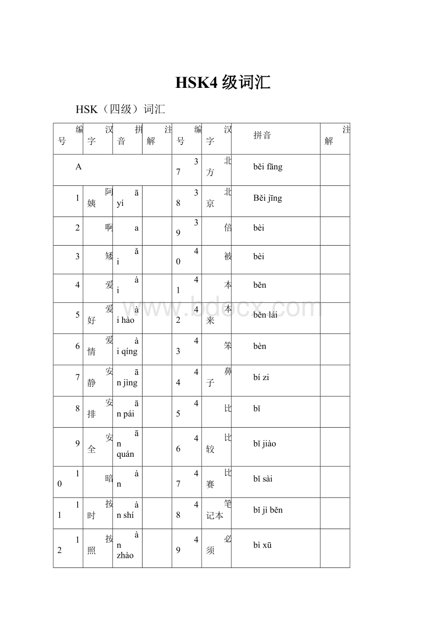 HSK4级词汇.docx_第1页