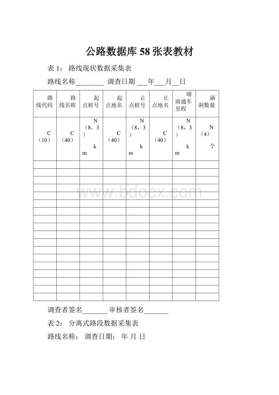 公路数据库58张表教材.docx_第1页