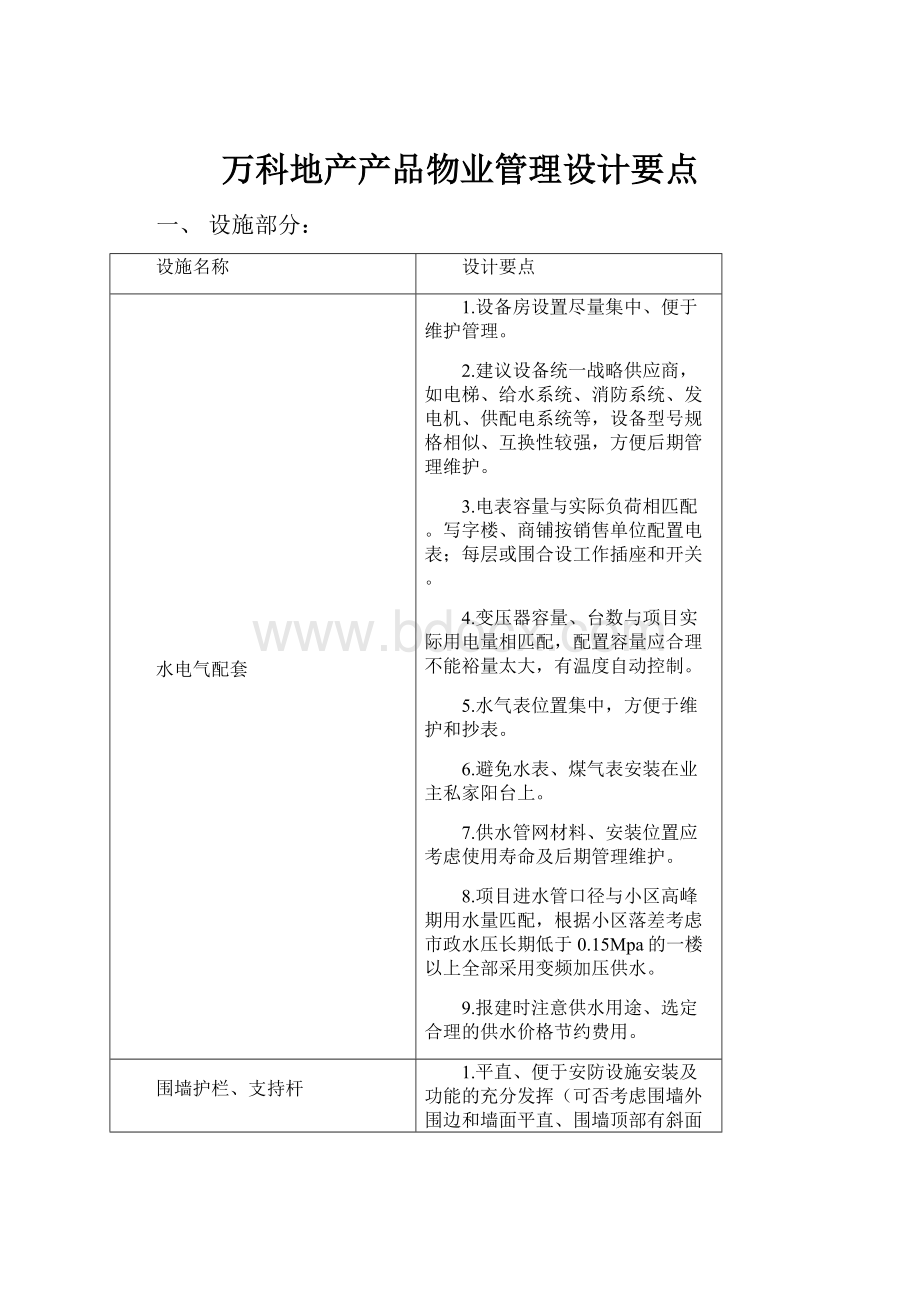 万科地产产品物业管理设计要点.docx