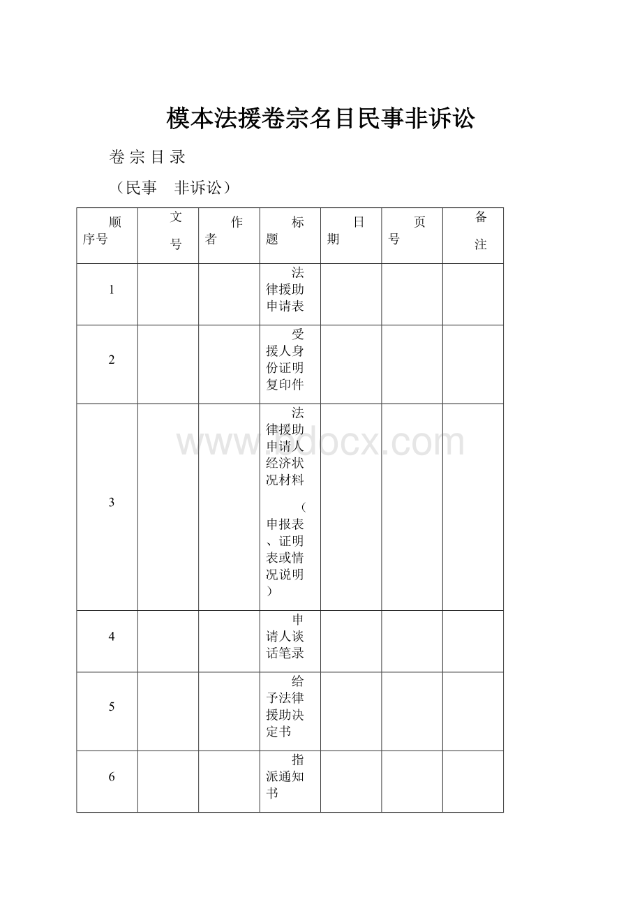 模本法援卷宗名目民事非诉讼.docx