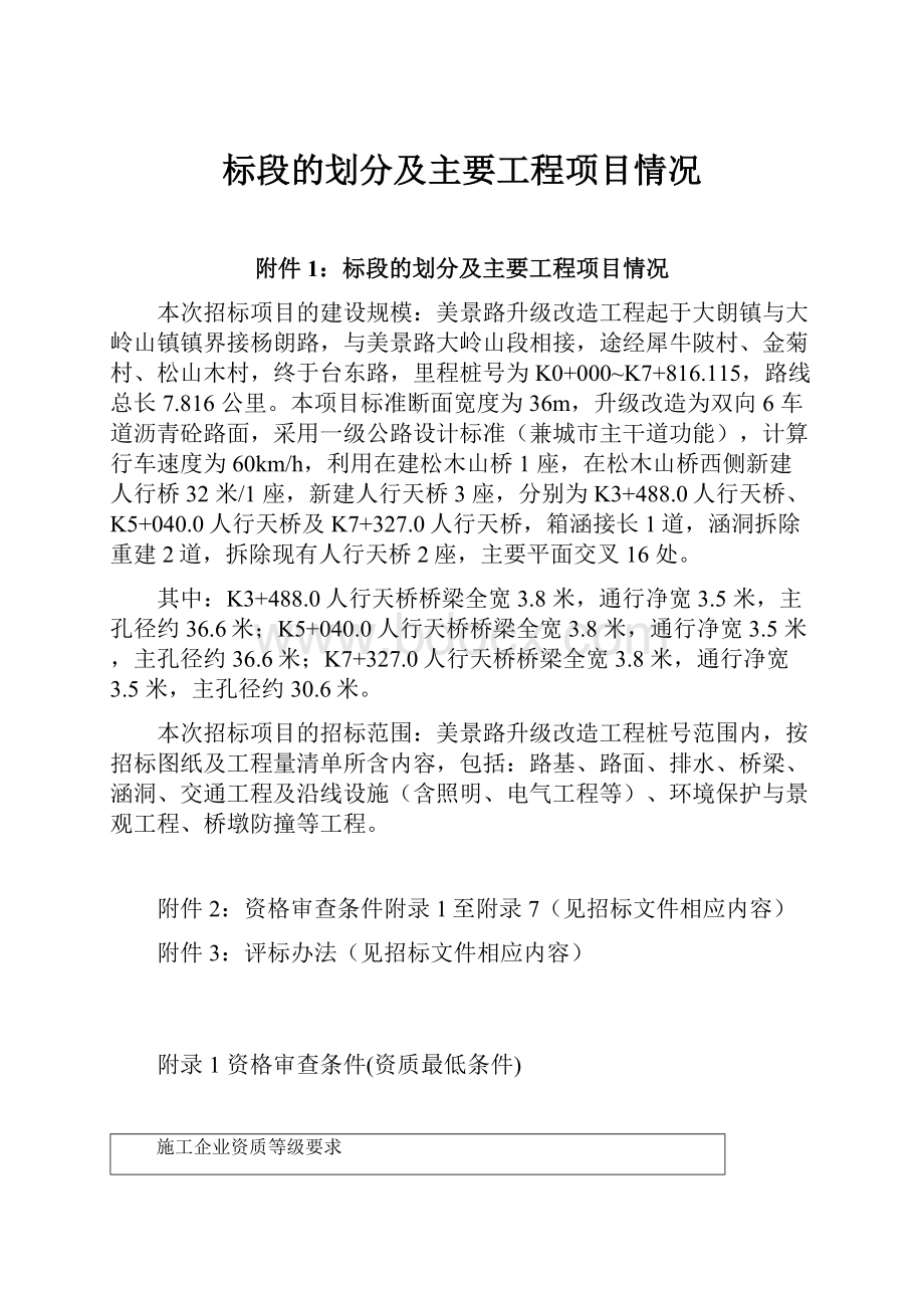 标段的划分及主要工程项目情况.docx_第1页