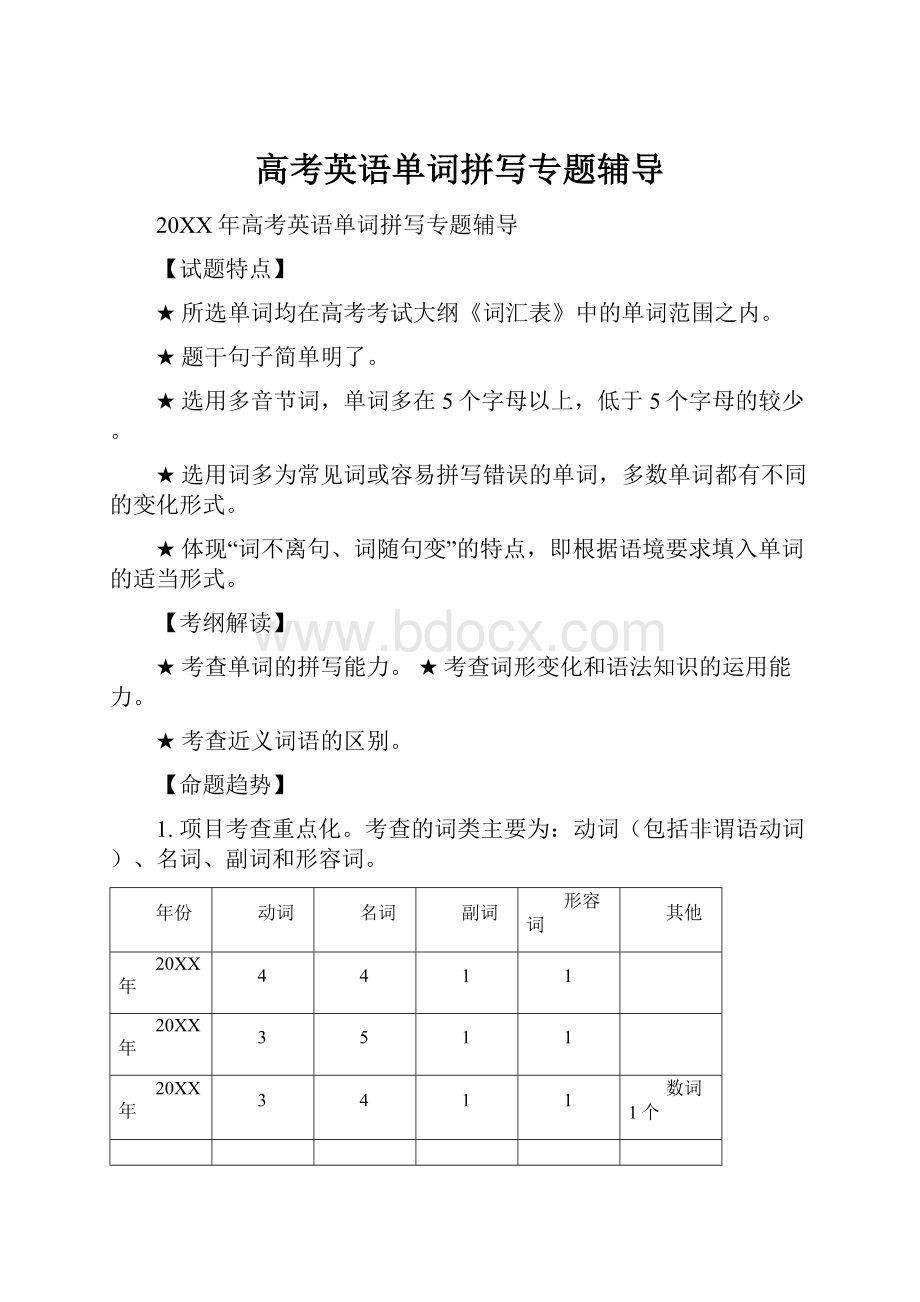 高考英语单词拼写专题辅导.docx