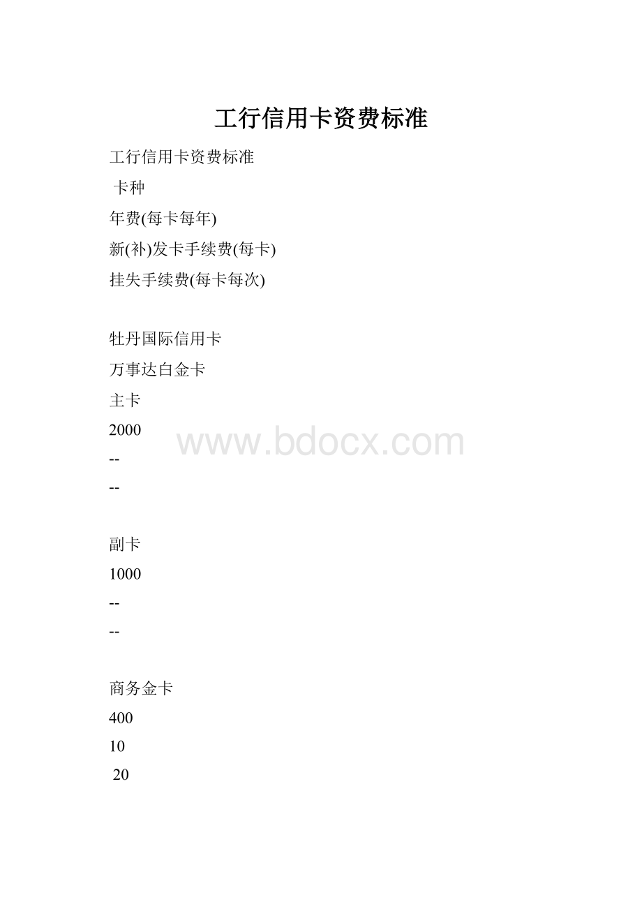 工行信用卡资费标准.docx