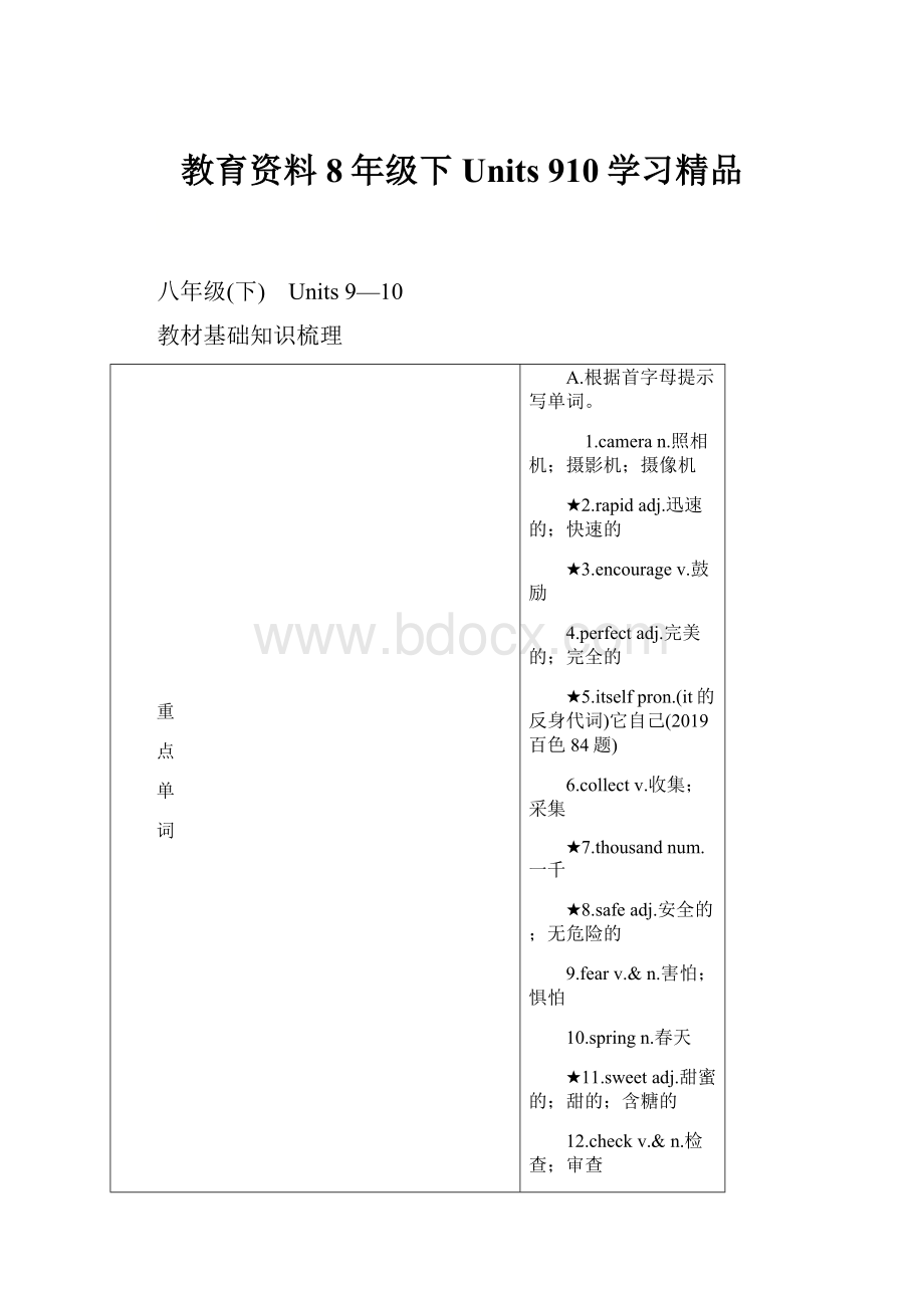 教育资料8年级下 Units 910学习精品.docx_第1页