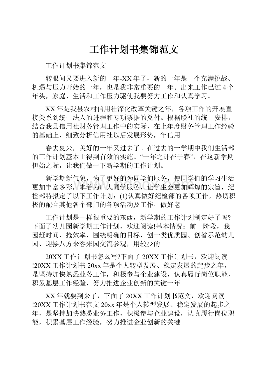 工作计划书集锦范文.docx_第1页