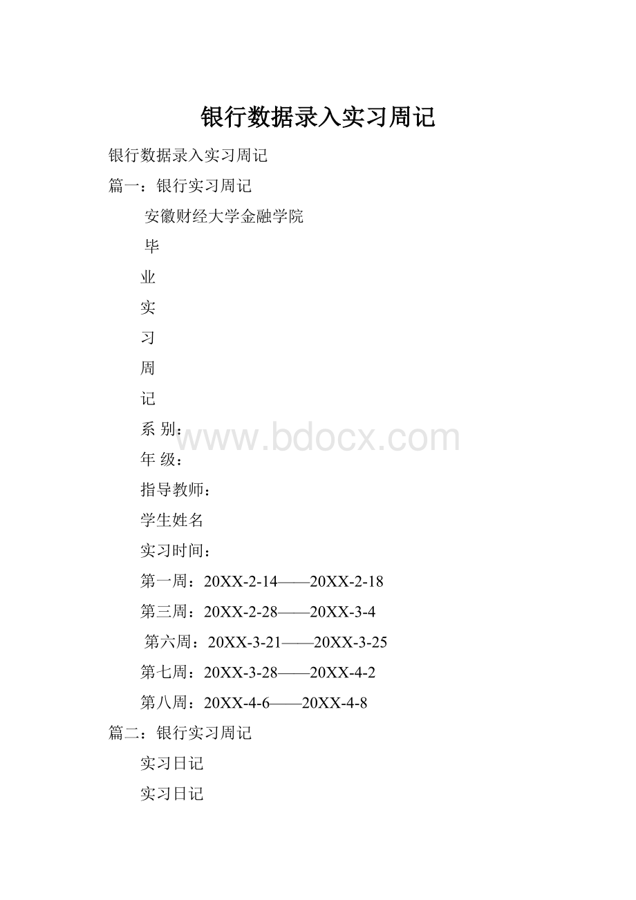 银行数据录入实习周记.docx