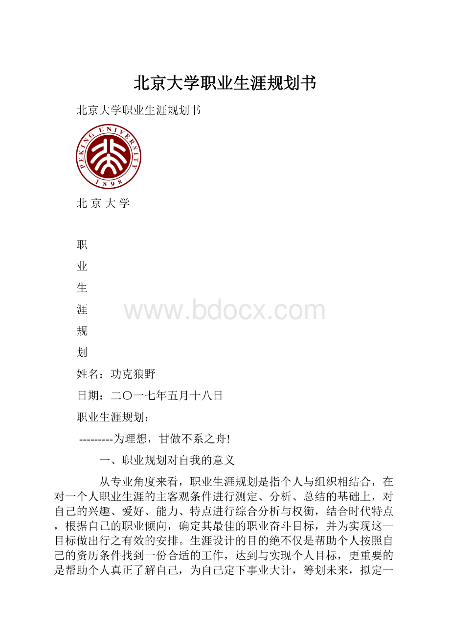 北京大学职业生涯规划书.docx