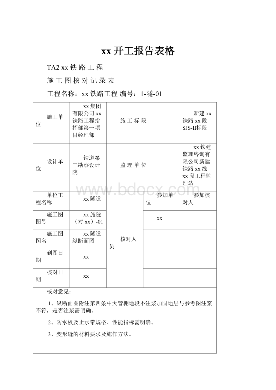 xx开工报告表格.docx