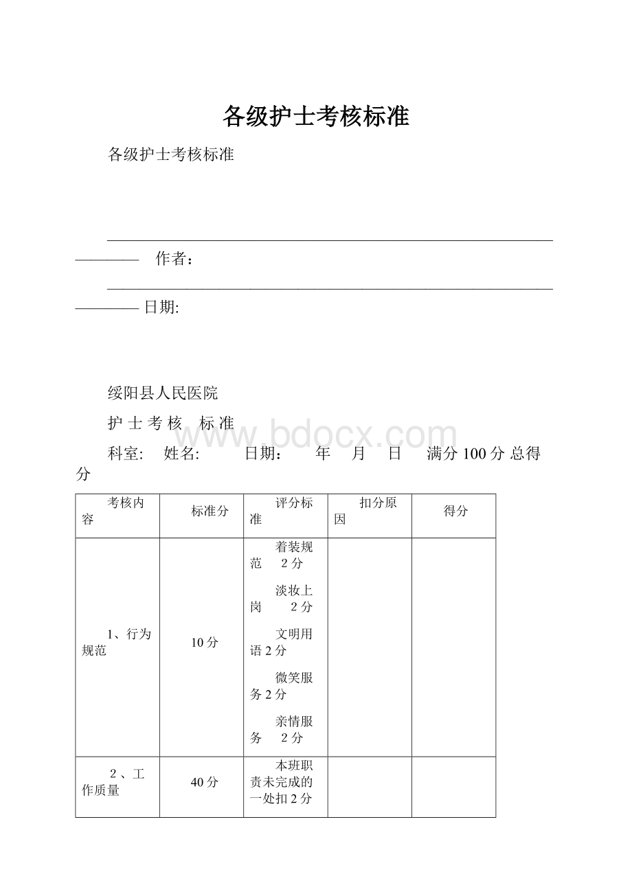 各级护士考核标准.docx_第1页