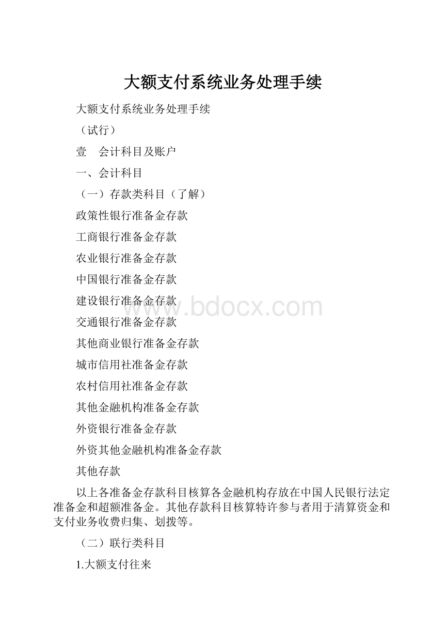 大额支付系统业务处理手续.docx