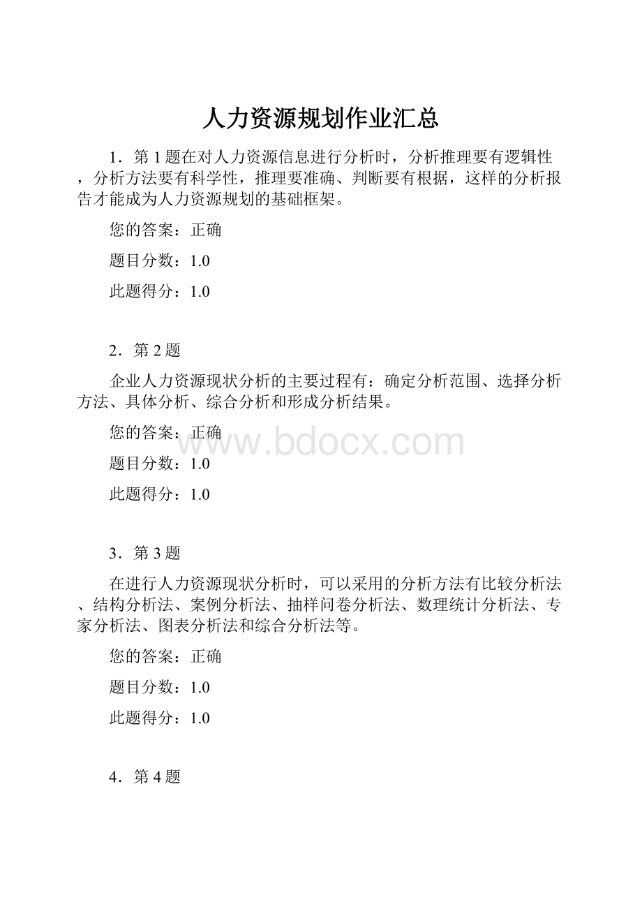 人力资源规划作业汇总.docx