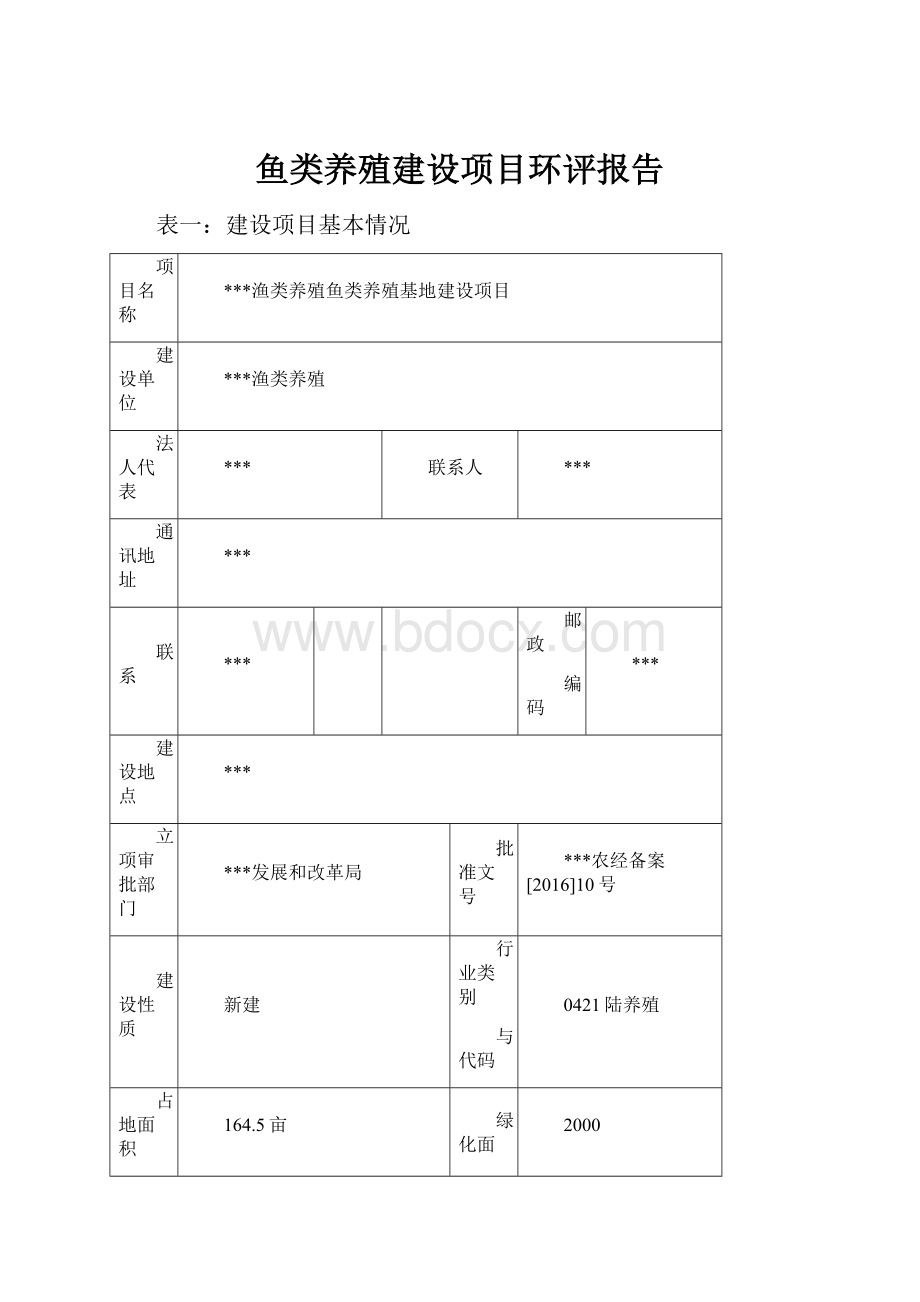 鱼类养殖建设项目环评报告.docx