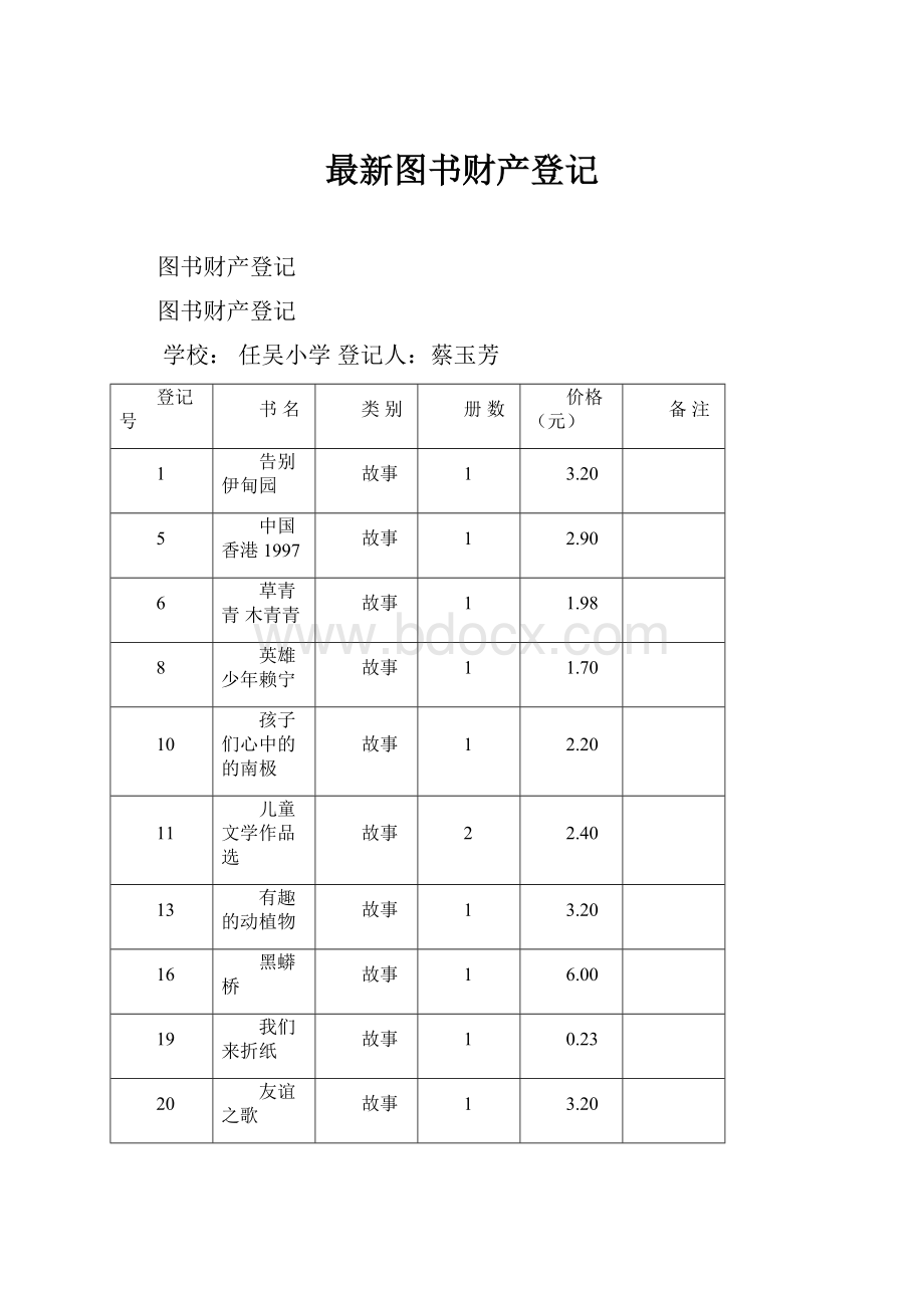 最新图书财产登记.docx