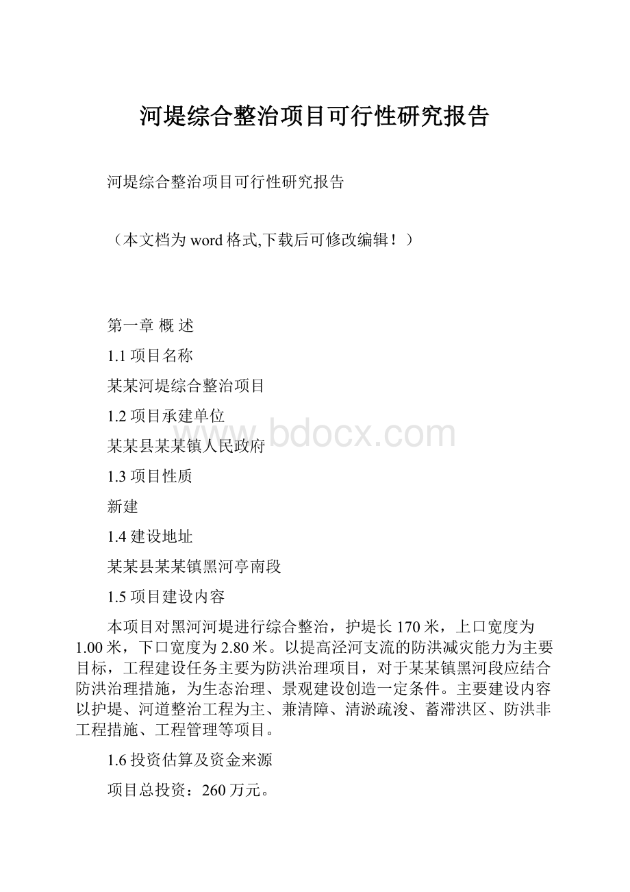 河堤综合整治项目可行性研究报告.docx