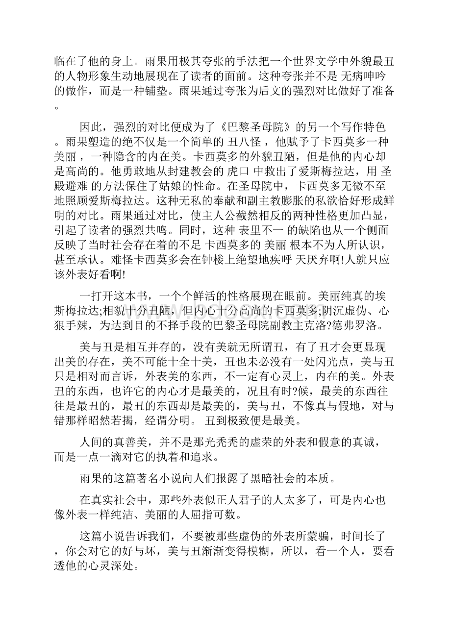 巴黎圣母院读书心得体会1000字.docx_第3页